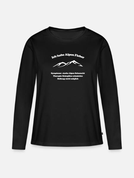 Alpen Berge Fieber Sehnsucht Urlaub - Frauen Premium Bio Langarmshirt - Schwarz