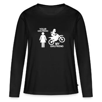 Logo de ma moto motocross - T-shirt manches longues Premium bio Femme - noir - Devant - Julia (174cm)