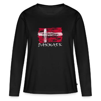 Drapeau danois - T-shirt manches longues Premium bio Femme - noir - Devant - Julia (174cm)