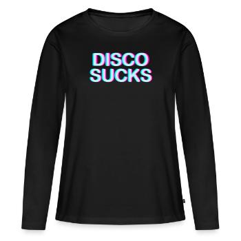 Disco Sucks Glitch Techno Music Shirt - Women's Premium Organic Long Sleeve Shirt - black - Front - Julia (174cm)