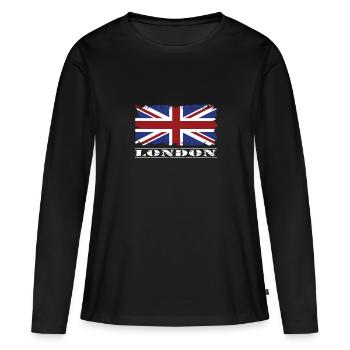 London Union Jack Great Britain Brexit Gift - Women's Premium Organic Long Sleeve Shirt - black - Front - Julia (174cm)