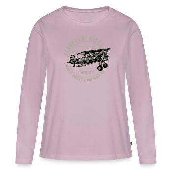 Avion monte le cirque volant - T-shirt manches longues Premium bio Femme - rose poudré - Devant - Julia (174cm)