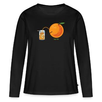 Orange pee pee Funny juice healthy - Women's Premium Organic Long Sleeve Shirt - black - Front - Julia (174cm)