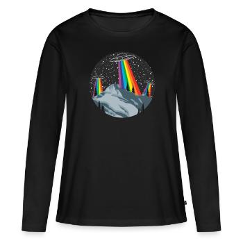 Berge Landschaft Ufo Ausserirdisch - Frauen Premium Bio Langarmshirt - Schwarz - Vorne - Julia (174cm)
