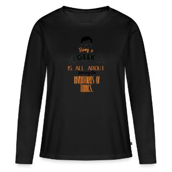 Sois un geek - T-shirt manches longues Premium bio Femme - noir - Devant - Julia (174cm)