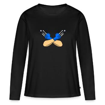 Superhero hands of a dentist with drill - Women's Premium Organic Long Sleeve Shirt - black - Front - Julia (174cm)