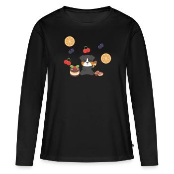 Bernese Mountain Dog - Dürrbächler - Manger - grignoter - T-shirt manches longues Premium bio Femme - noir - Devant - Julia (174cm)
