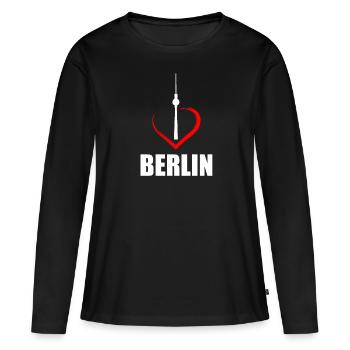 j'aime berlin j'aime berlin - T-shirt manches longues Premium bio Femme - noir - Devant - Julia (174cm)