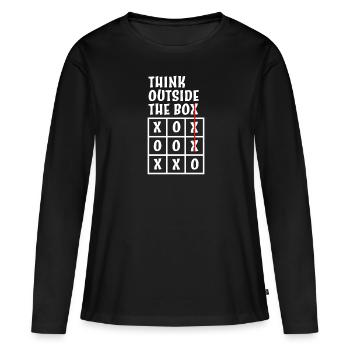 Penser autrement THINK OUTSIDE THE BOX - T-shirt manches longues Premium bio Femme - noir - Devant - Julia (174cm)