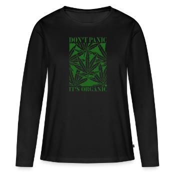 Weed fumeurs de drogue TShirt chanvre organique - T-shirt manches longues Premium bio Femme - noir - Devant - Julia (174cm)