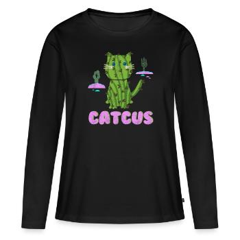 Wildcat from the desert Cat as cactus - Women's Premium Organic Long Sleeve Shirt - black - Front - Julia (174cm)