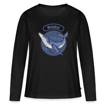 Buckel Molokai - Frauen Premium Bio Langarmshirt - Schwarz - Vorne - Julia (174cm)