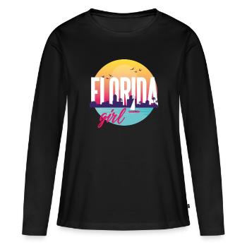 Florida girl - T-shirt manches longues Premium bio Femme - noir - Devant - Julia (174cm)