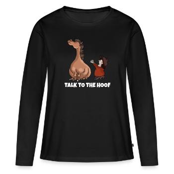 Funny Horse Design Parlez au cadeau sabot - T-shirt manches longues Premium bio Femme - noir - Devant - Julia (174cm)