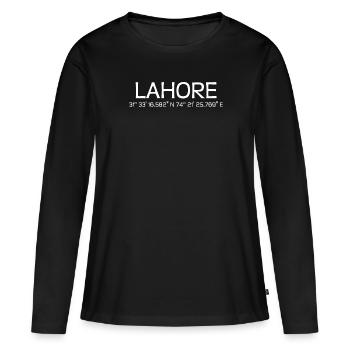 Lahore Pakistan - T-shirt manches longues Premium bio Femme - noir - Devant - Julia (174cm)