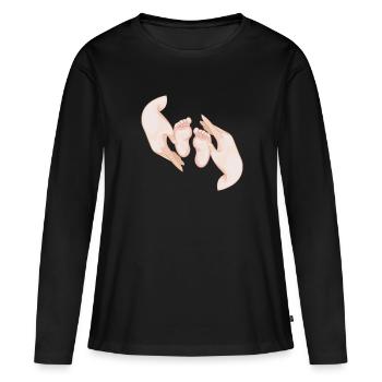 pieds de bébé - T-shirt manches longues Premium bio Femme - noir - Devant - Julia (174cm)