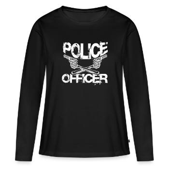 Police de police - T-shirt manches longues Premium bio Femme - noir - Devant - Julia (174cm)