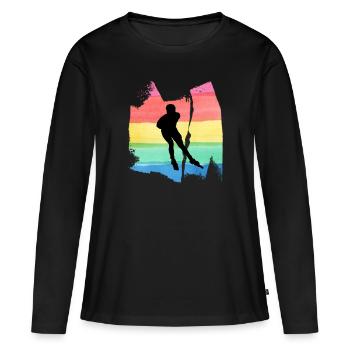 Patins à roulettes alignées T-shirt Rollerblades - T-shirt manches longues Premium bio Femme - noir - Devant - Julia (174cm)