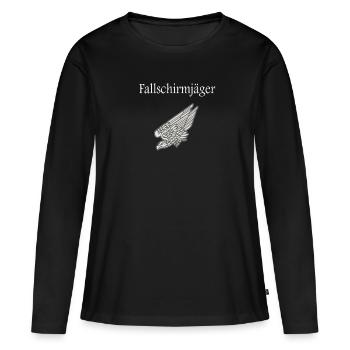 Cadeau Parachutiste / Idée cadeau - T-shirt manches longues Premium bio Femme - noir - Devant - Julia (174cm)