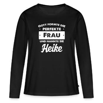 Heike - Frauen Premium Bio Langarmshirt - Schwarz - Vorne - Julia (174cm)