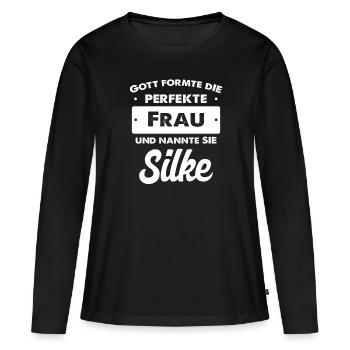 Silke - Frauen Premium Bio Langarmshirt - Schwarz - Vorne - Julia (174cm)