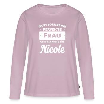 Nicole - Frauen Premium Bio Langarmshirt - Altrosa - Vorne - Julia (174cm)