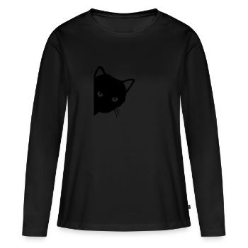 Chat noir - T-shirt manches longues Premium bio Femme - noir - Devant - Julia (174cm)