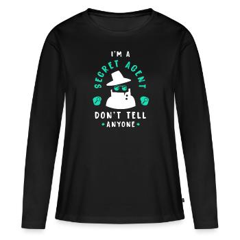 agent secret - T-shirt manches longues Premium bio Femme - noir - Devant - Julia (174cm)