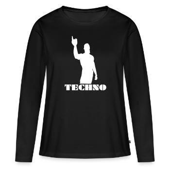 Techno Viking Techno Wikinger - Frauen Premium Bio Langarmshirt - Schwarz - Vorne - Julia (174cm)