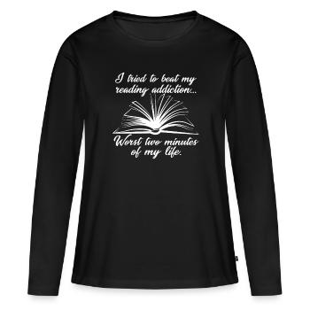 Buch lesen - Frauen Premium Bio Langarmshirt - Schwarz - Vorne - Julia (174cm)