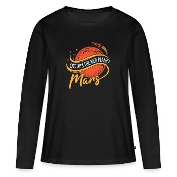 Occupy Mars Red Planet Logo Voyage dans l'espace - T-shirt manches longues Premium bio Femme - noir - Devant - Julia (174cm)