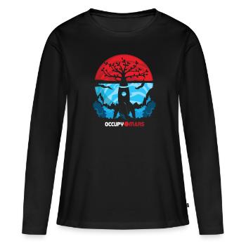 Occuper la planète pour la culture des plantes Mars Rekete - T-shirt manches longues Premium bio Femme - noir - Devant - Julia (174cm)