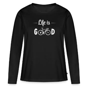 Fahrrad Fahrradfahren - Frauen Premium Bio Langarmshirt - Schwarz - Vorne - Julia (174cm)