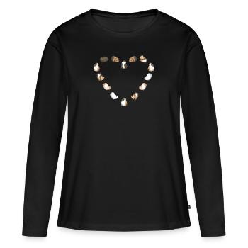 Cochon d'inde coeur d'amour - T-shirt manches longues Premium bio Femme - noir - Devant - Julia (174cm)