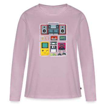90 fête costume costume costume de costumes cassettes - T-shirt manches longues Premium bio Femme - rose poudré - Devant - Julia (174cm)