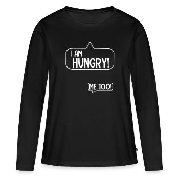 Schwanger Schwangerschaft - Frauen Premium Bio Langarmshirt - Schwarz - Vorne - Julia (174cm)