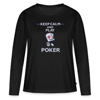 Jeu de poker Texas Hold'em jeu de cartes - T-shirt manches longues Premium bio Femme - noir - Devant - Julia (174cm)
