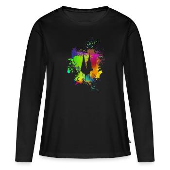 Cathédrale de Cologne - T-shirt manches longues Premium bio Femme - noir - Devant - Julia (174cm)