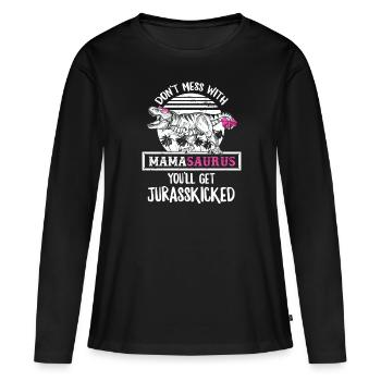 Mama Mamasaurus - T-shirt manches longues Premium bio Femme - noir - Devant - Julia (174cm)