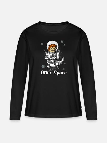 Otter-Weltraumastronaut Funny Cosmic Animal - Frauen Premium Bio Langarmshirt - Schwarz