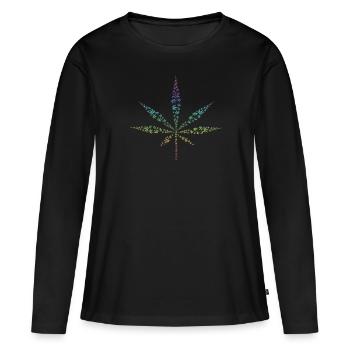 Cannabis Hanf - Frauen Premium Bio Langarmshirt - Schwarz - Vorne - Julia (174cm)