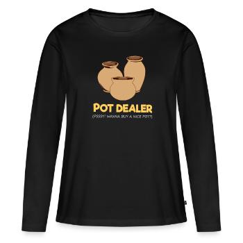 Pot dealer Poterie Poterie Poterie Poterie - T-shirt manches longues Premium bio Femme - noir - Devant - Julia (174cm)