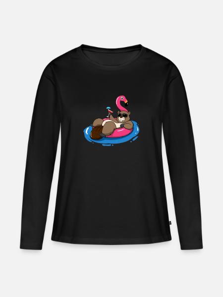 Bieber Urlaub Ferien Sommer Geschenk - Frauen Premium Bio Langarmshirt - Schwarz