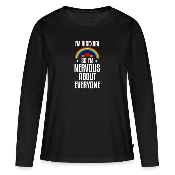 Je suis bisexuel, donc je suis nerveux - T-shirt manches longues Premium bio Femme - noir - Devant - Julia (174cm)