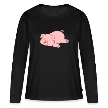 Pig Chill - T-shirt manches longues Premium bio Femme - noir - Devant - Julia (174cm)