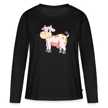 Cow Wink - Frauen Premium Bio Langarmshirt - Schwarz - Vorne - Julia (174cm)