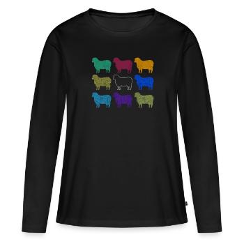 Moutons noirs moutons noirs - T-shirt manches longues Premium bio Femme - noir - Devant - Julia (174cm)