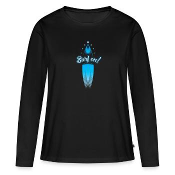 Surfbrett blau - Frauen Premium Bio Langarmshirt - Schwarz - Vorne - Julia (174cm)