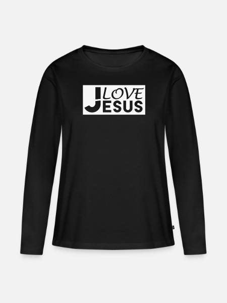 I LOVE JESUS. - Frauen Premium Bio Langarmshirt - Schwarz