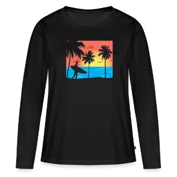 Surfer am Strand - T-shirt manches longues Premium bio Femme - noir - Devant - Julia (174cm)